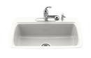 3-Hole 1-Bowl Tile-In Kitchen Sink in White