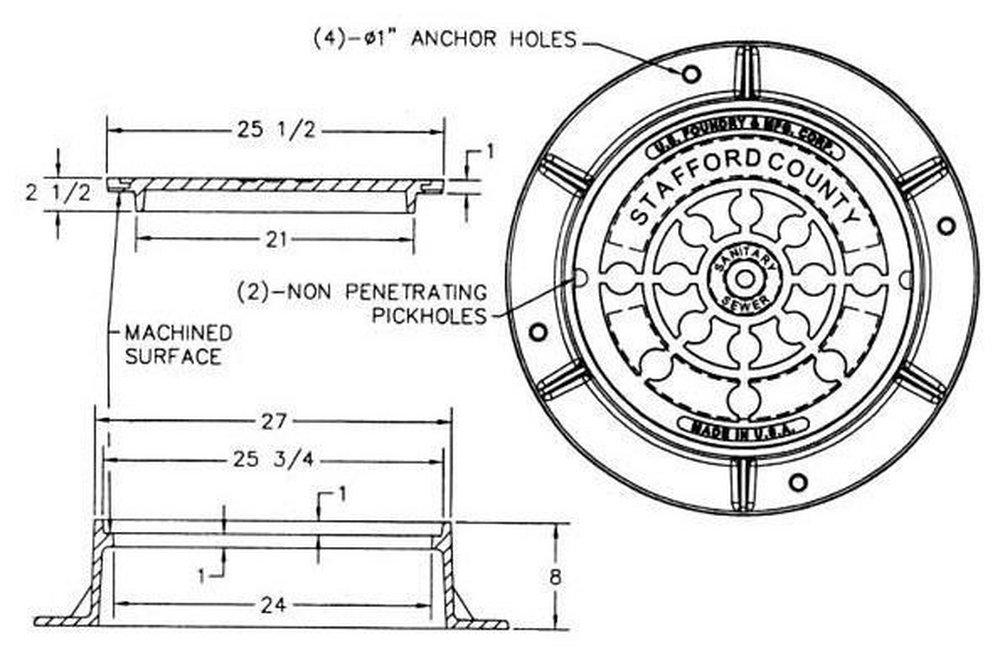 Capitol Foundry of Virginia Manhole Ring and Cover for Sewer 