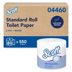 Standard Roll Toilet Paper, White, 2-Ply, Individually Wrapped, 550 Sheets/Roll, 80 Rolls/Case