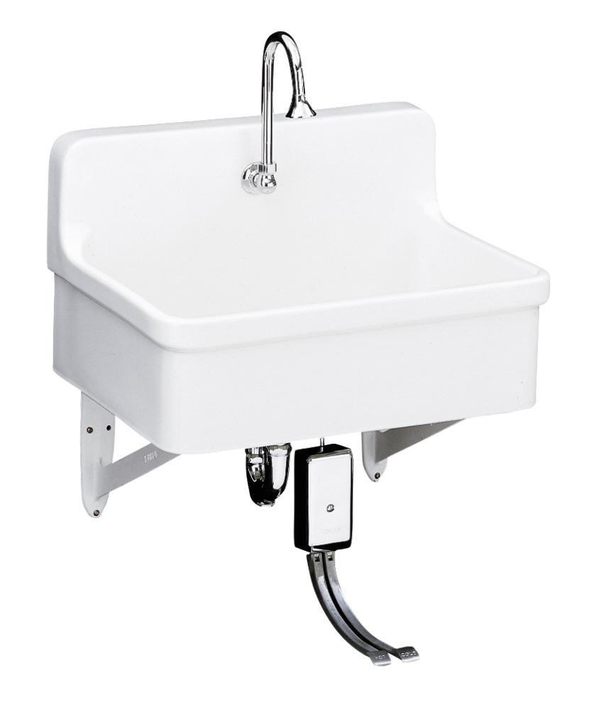 KOHLER White 17 x 18-3/4 x 8-1/4 in. Top Mount/Under-Mount Single Bowl Laundry Sink 
