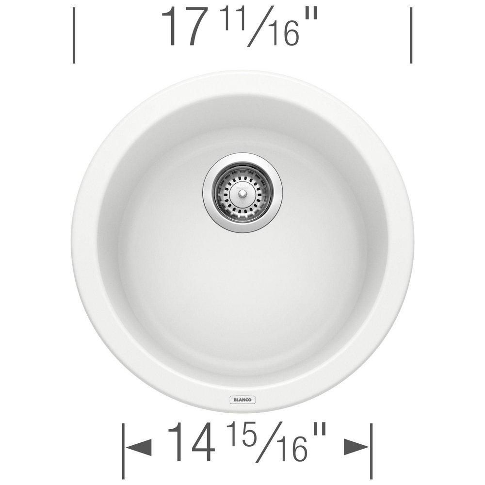 BLANCO White 17-11/16 x 17-11/16 in. Drop-in and Undermount Granite Bar Sink 