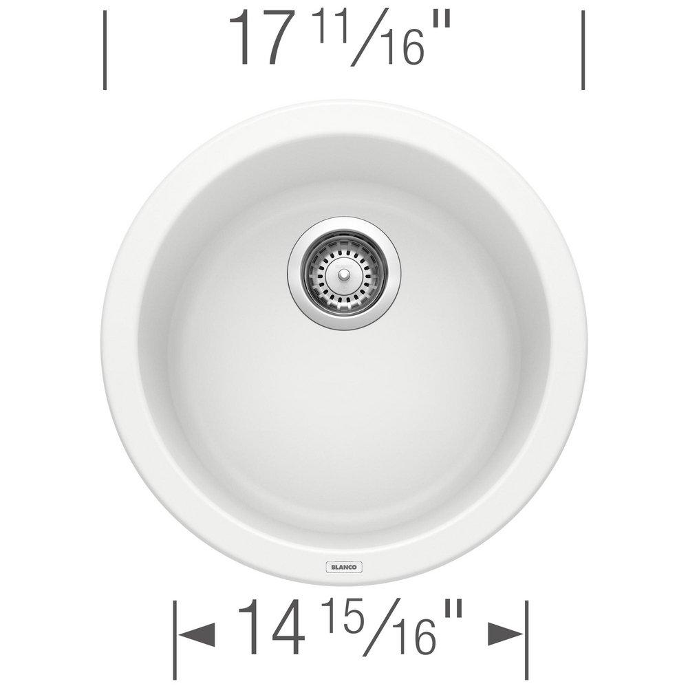 BLANCO White 17-11/16 x 17-11/16 in. Drop-in and Undermount Granite Bar Sink 