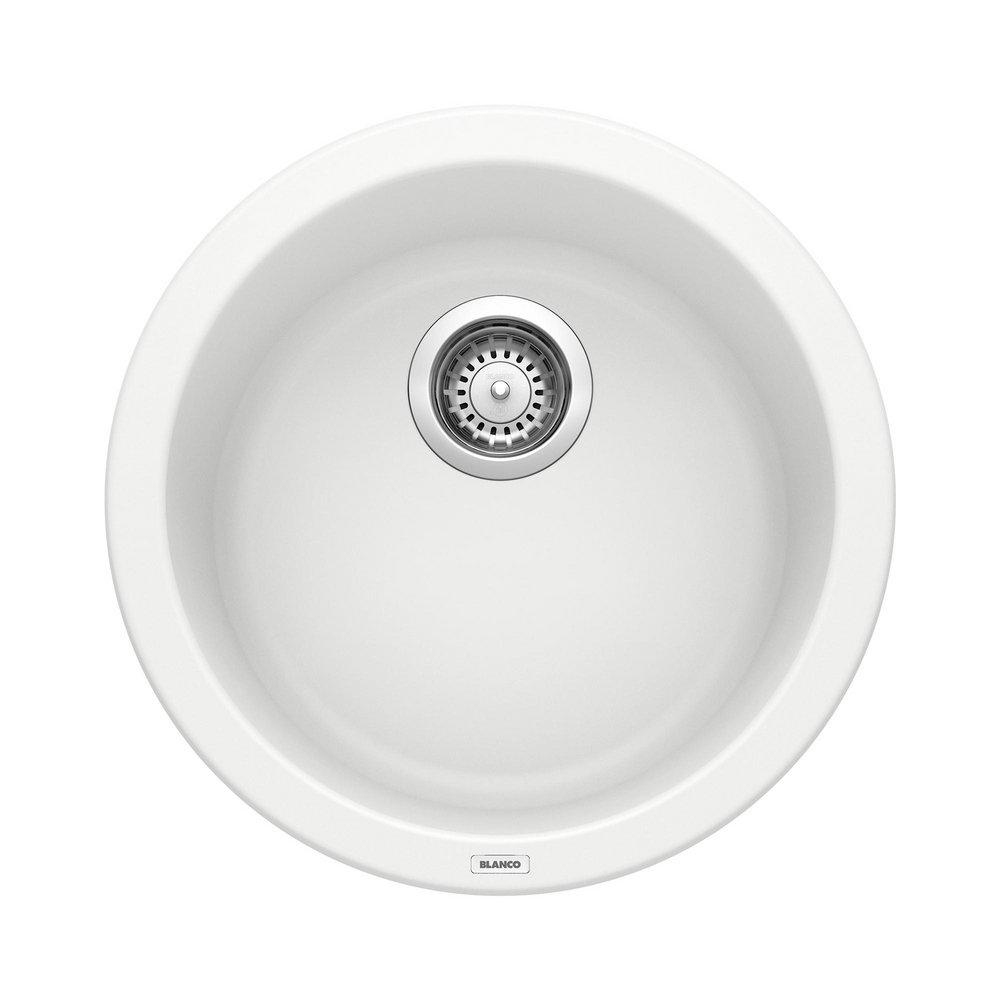 BLANCO White 17-11/16 x 17-11/16 in. Drop-in and Undermount Granite Bar Sink 