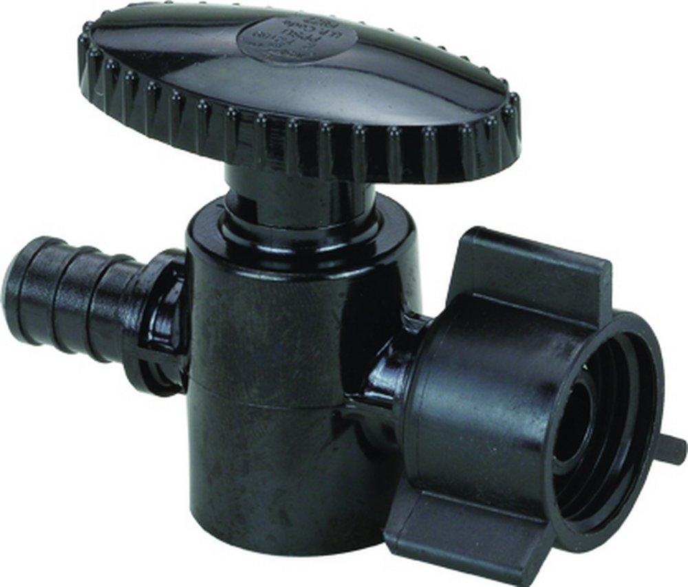 PureFlow&reg; Crimp Black Crimp x Threaded Oval Handle Straight Supply Stop Valve in Black 