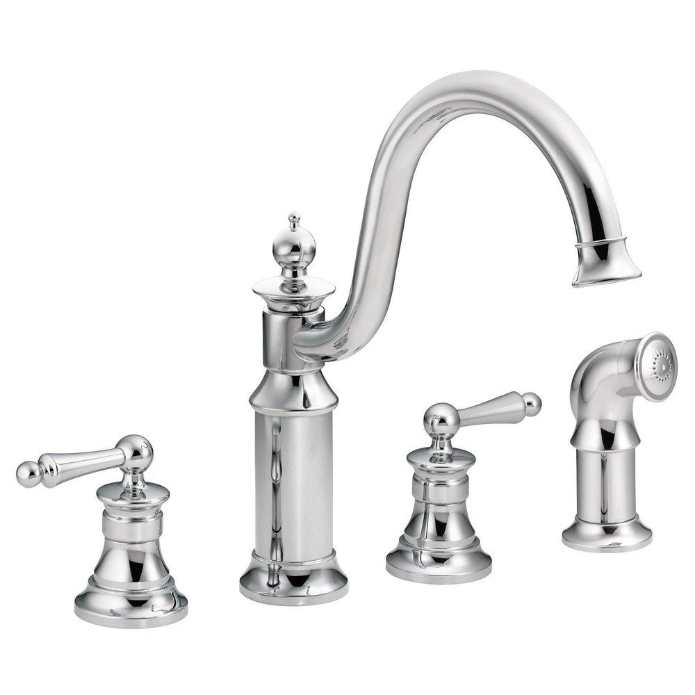 Moen Polished Chrome Two Handle Widespread Kitchen Faucet 