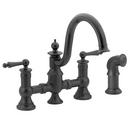 Two Handle Bridge Kitchen Faucet with Side Spray in Wrought Iron