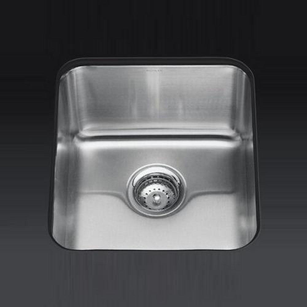 KOHLER Stainless Steel 15-3/4 x 17-1/2 in. No Hole Stainless Steel Single Bowl Undermount Kitchen Sink 