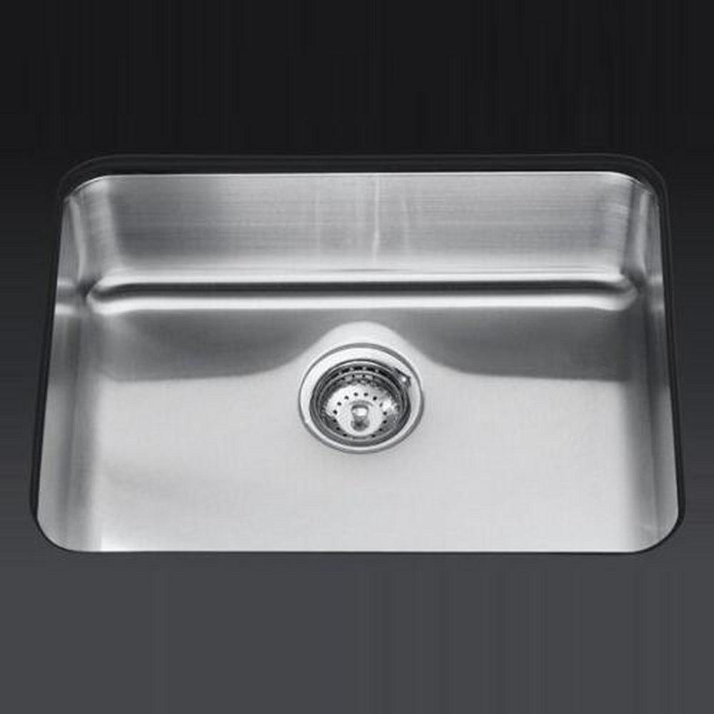 KOHLER Stainless Steel 23 x 17-1/2 in. No Hole Stainless Steel Single Bowl Undermount Kitchen Sink 