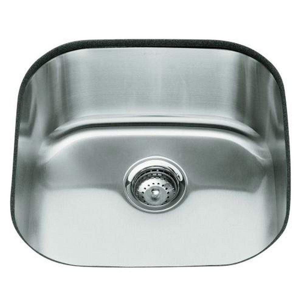KOHLER Stainless Steel 19-5/8 x 19-5/8 in. No Hole Stainless Steel Single Bowl Undermount Kitchen Sink 