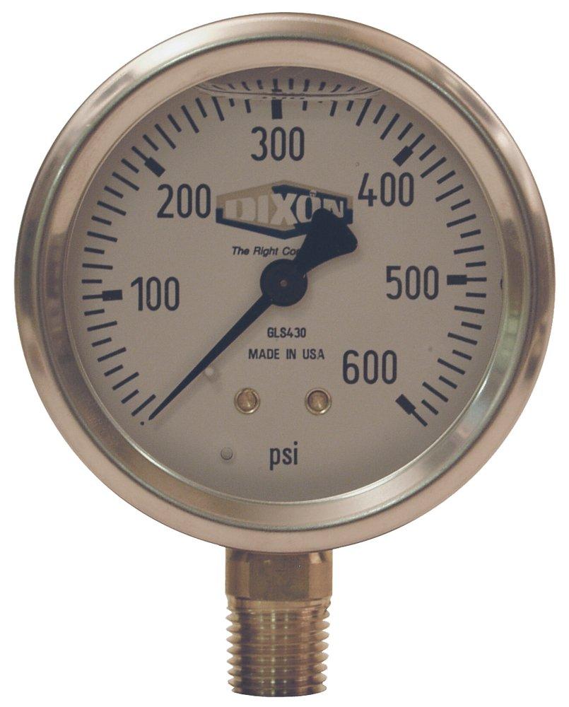 Dixon Valve & Coupling White 2-1/2 x 1/4 in. NPT Lower Mount Stainless Steel Pressure Gauge 
