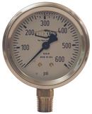 Dixon Valve & Coupling White 2-1/2 x 1/4 in. NPT Lower Mount Stainless Steel Pressure Gauge 