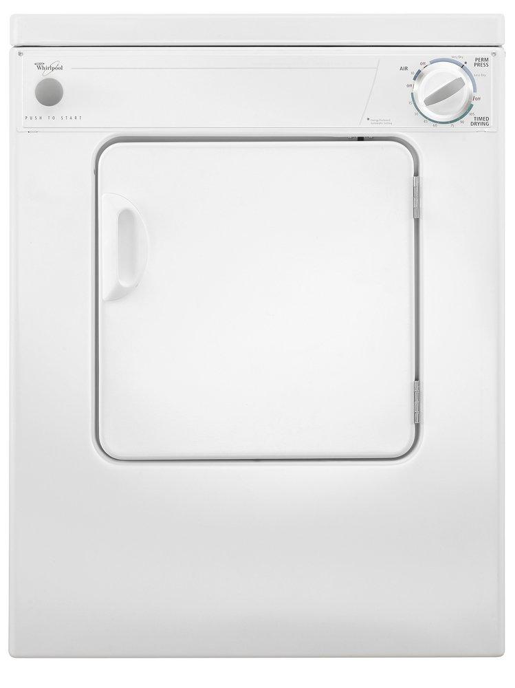 Whirlpool White 3.4 cf 3-Cycle 2-Temperature Compact Electric Dryer 