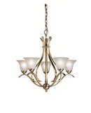 23 in. 60W 5-Light Candelabra E-12 Ceiling Mount Chandelier in Antique Brass