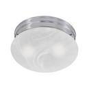 5-1/2 x 9-1/2 in. 60 W 2-Light Medium Flush Mount Ceiling Fixture with Alabaster Swirl Glass in Brushed Nickel