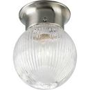 Progress Lighting Brushed Nickel 6-3/8 in. 1-Light LED Flushmount with Ribbed Glass Shade 