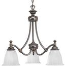 100 W 3-Light Medium Chandelier with Etched Glass in Forged Bronze