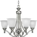 100 W 5-Light Medium Chandelier with Etched Glass in Antique Nickel