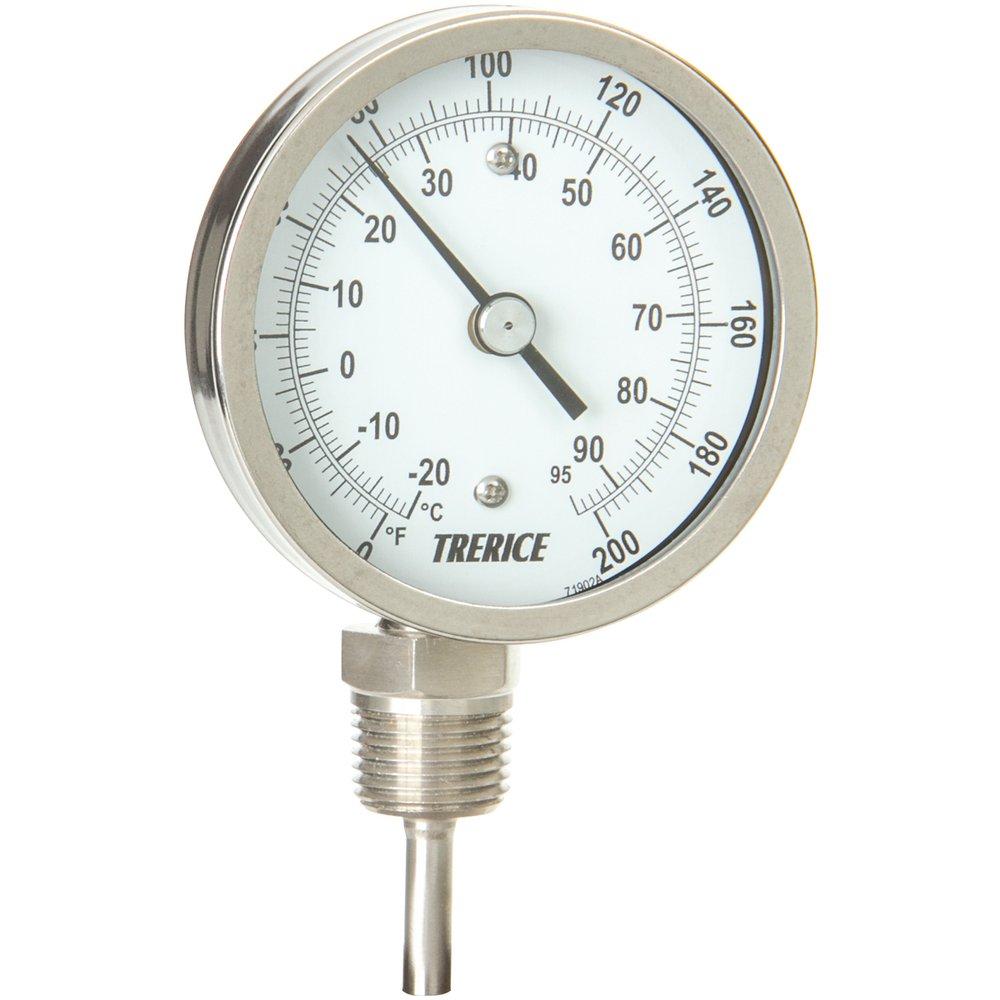 H.O. Trerice 200F Bimetal Thermometer 