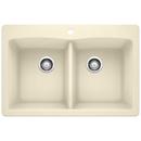 33 x 22 in. 1 Hole Composite Double Bowl Dual Mount Kitchen Sink in Biscuit