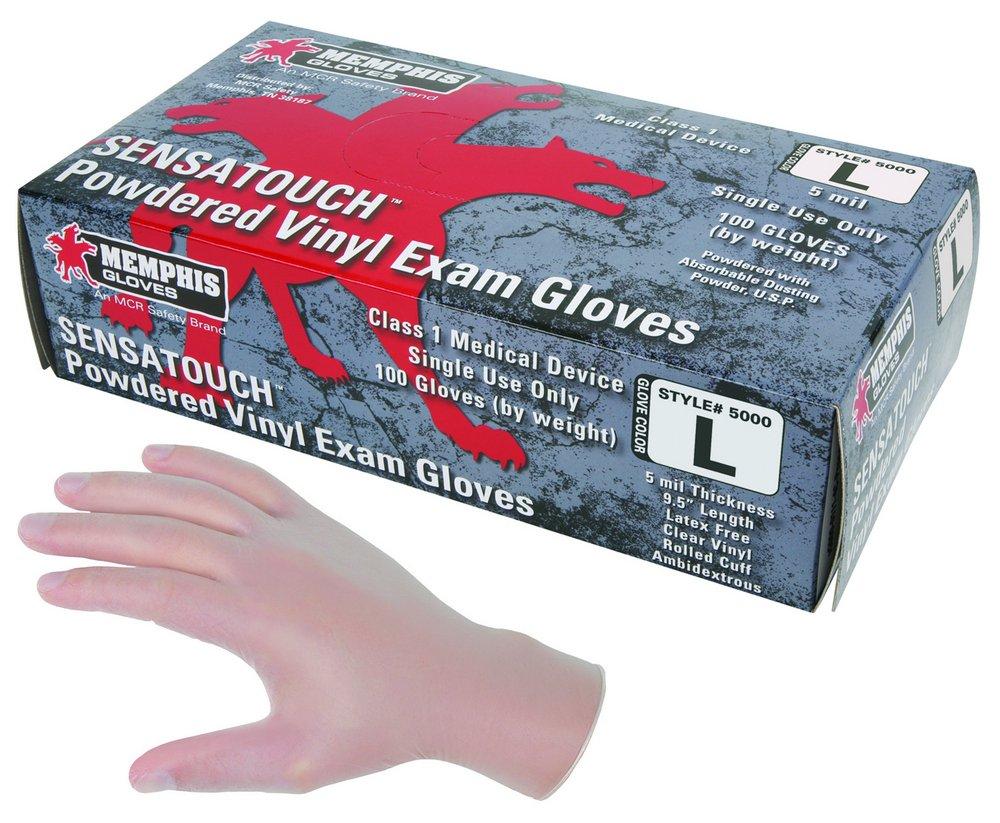 Memphis Glove Clear 5 mil Power Coated Plastic Medical Exam Disposable Gloves in Clear (Box of 100) 