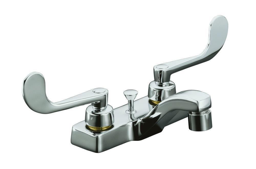 KOHLER Polished Chrome Two Handle Centerset Bathroom Sink Faucet 