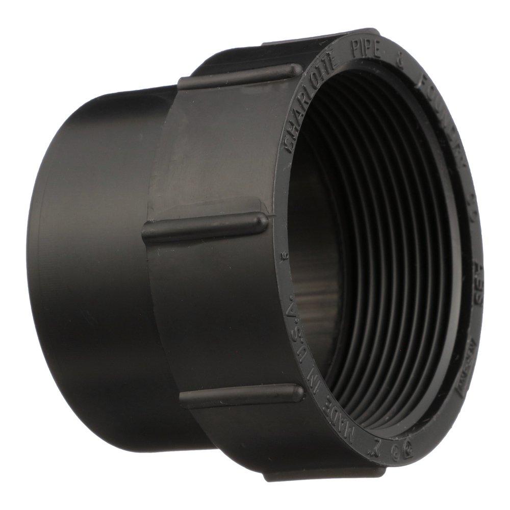 Black ABS DWV Fitting Cleanout Adapter 