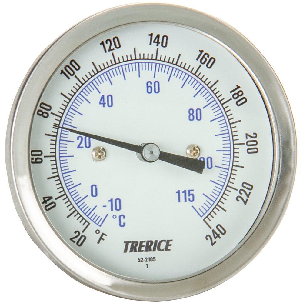 H.O. Trerice Lead Law Compliant 3 Bimetal Thermometer -40 - 160F/C 