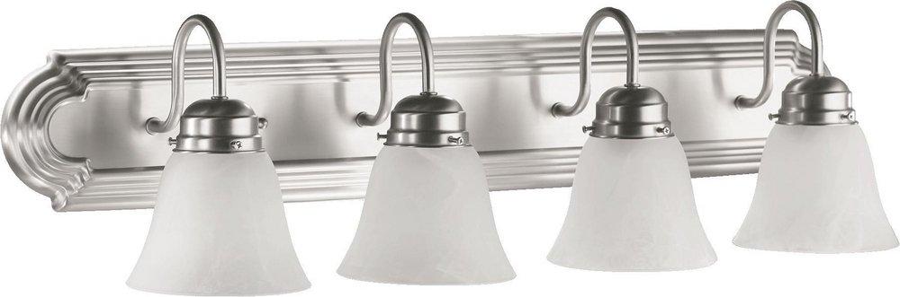 Quorum International Satin Nickel 4-Light Vanity with Faux Alabaster 