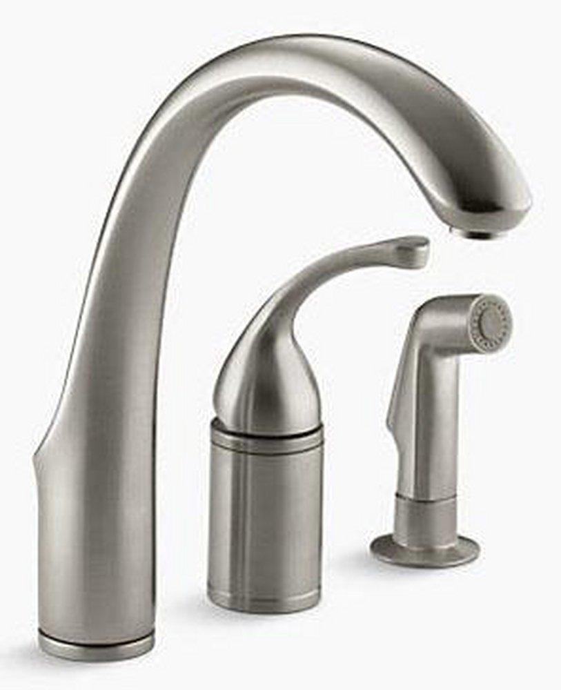 KOHLER Vibrant Brushed Nickel Single Handle Kitchen Faucet with Side Spray 