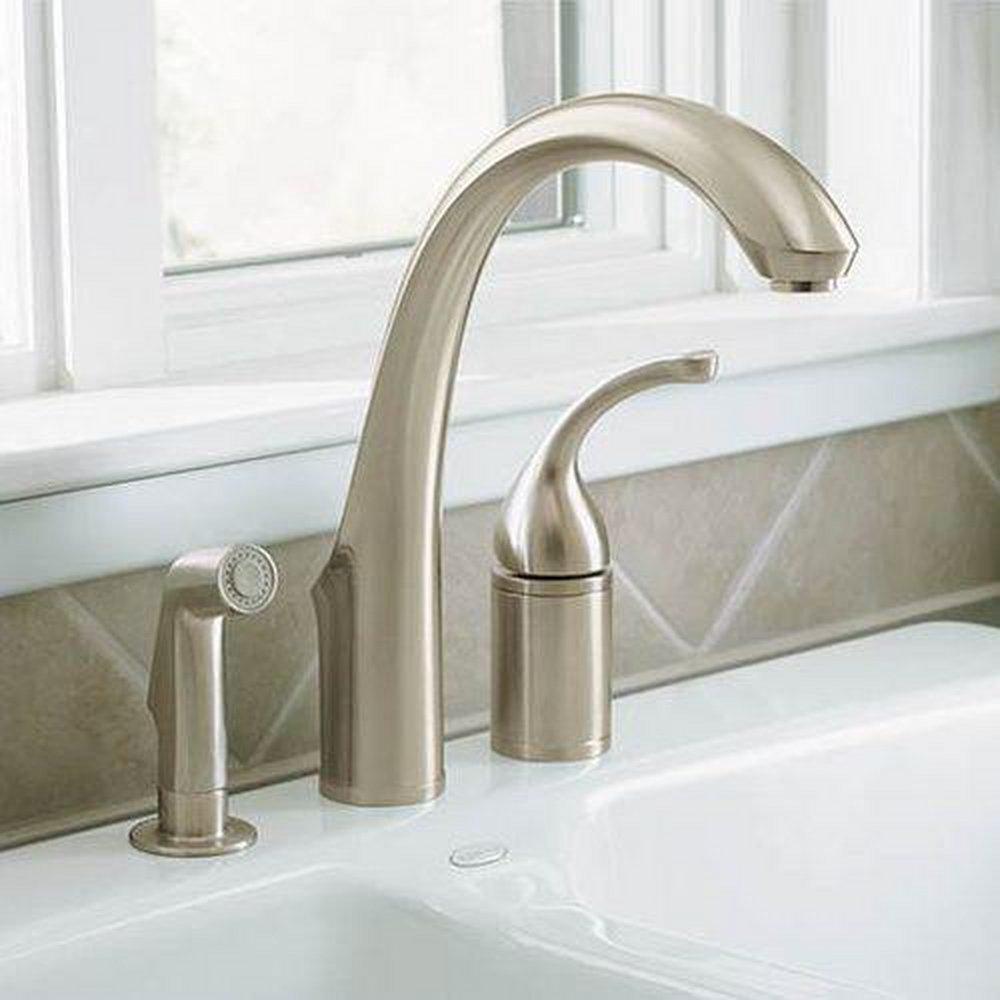 KOHLER Vibrant Brushed Nickel Single Handle Kitchen Faucet with Side Spray 
