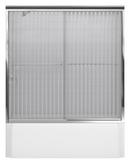 58-5/16 x 59-5/8 in. Sliding Bath Door with 1/4 in. Thick Falling Lines Glass in Bright Polished Silver