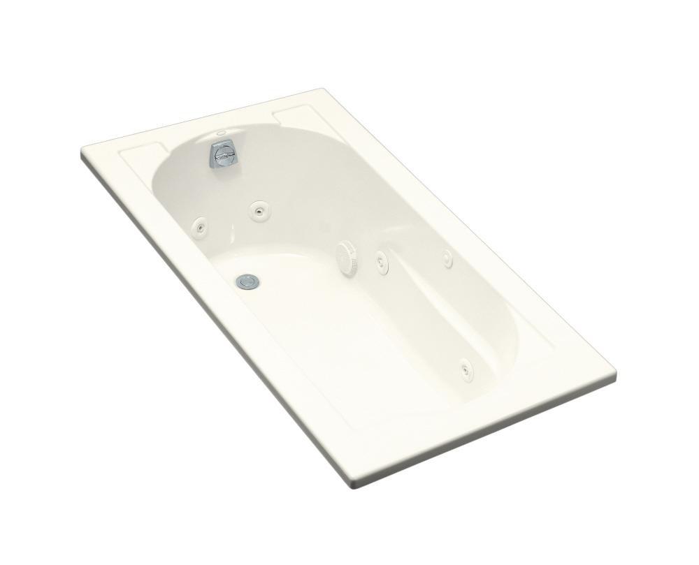 KOHLER Biscuit 60 x 32 in. Thermal Air Drop-In Bathtub with Reversible Drain 
