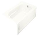 KOHLER White 60 x 32 in. Alcove Whirlpool Tub with Integral Apron, Integral Flange, Heater and Right Hand Drain 