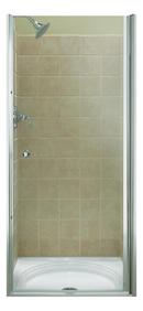 65-1/2 x 31-1/2 in. Frameless Shower Door with Falling Line Glass in Bright Silver