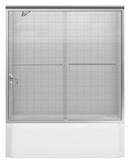 58-5/16 x 56-5/8-59-5/8 in. Sliding Bath Door with 1/4 in. Thick Crystal Clear Glass in Matte Nickel