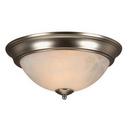 5 x 13 in. 60 W 2-Light Medium Flush Mount Ceiling Fixture with Alabaster Swirl Glass in Brushed Nickel