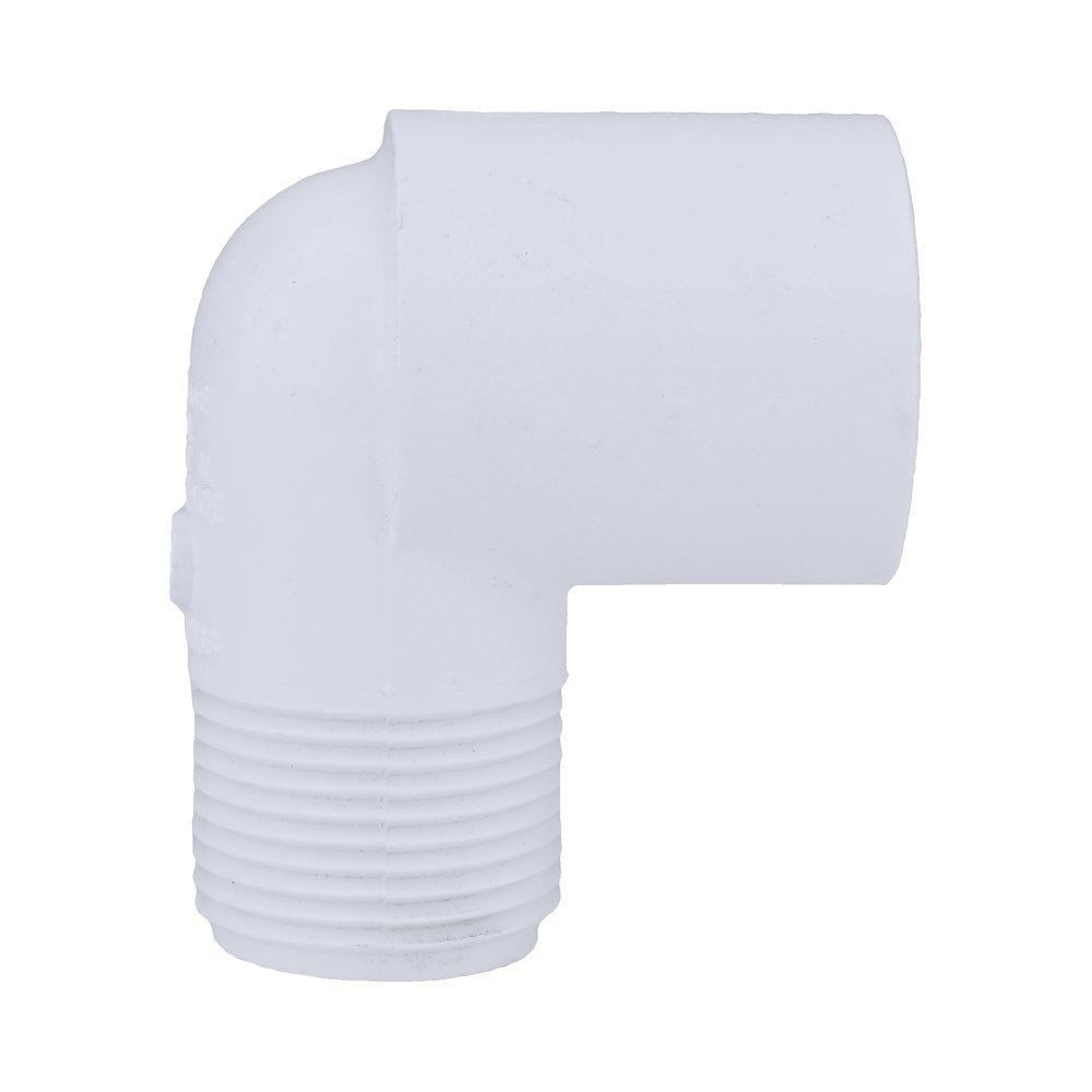 White PVC Schedule 40 90&deg; Socket x MPT Elbow 