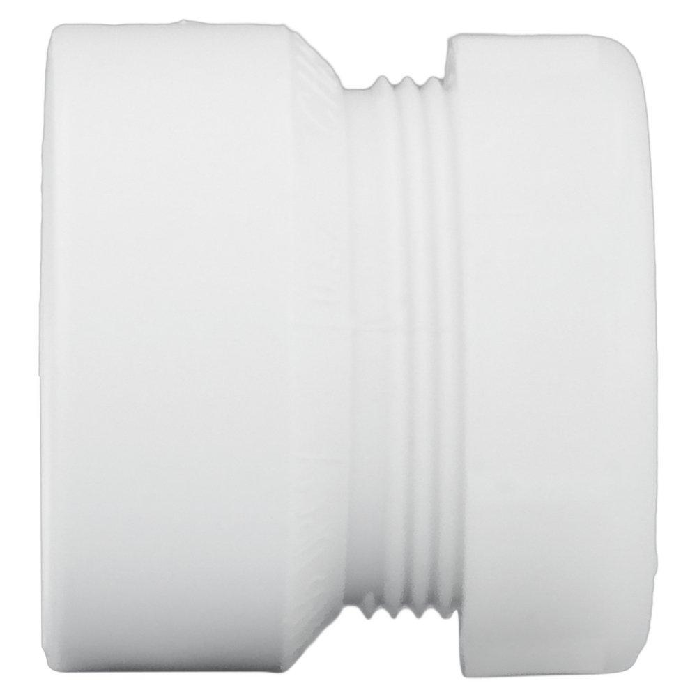 White PVC DWV Female Trap Adapter with Washer & Polyethylene Nut 