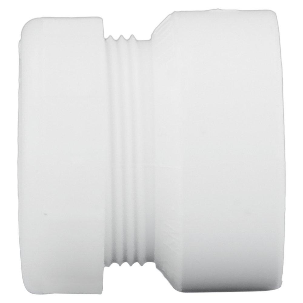 White PVC DWV Female Trap Adapter with Washer & Polyethylene Nut 