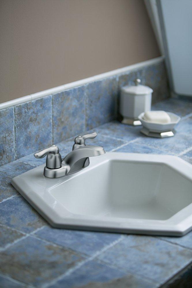 Moen Brushed Chrome Two Handle Centerset Bathroom Sink Faucet 