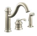 2.2 gpm 3-Hole Single Lever Handle Deckmount Kitchen Sink Faucet Swing Spout 3/8 in. Compression Connection in Vibrant Brushed Nickel