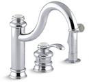 2.2 gpm 3-Hole Single Lever Handle Deckmount Kitchen Sink Faucet Swing Spout 3/8 in. Compression Connection in Polished Chrome