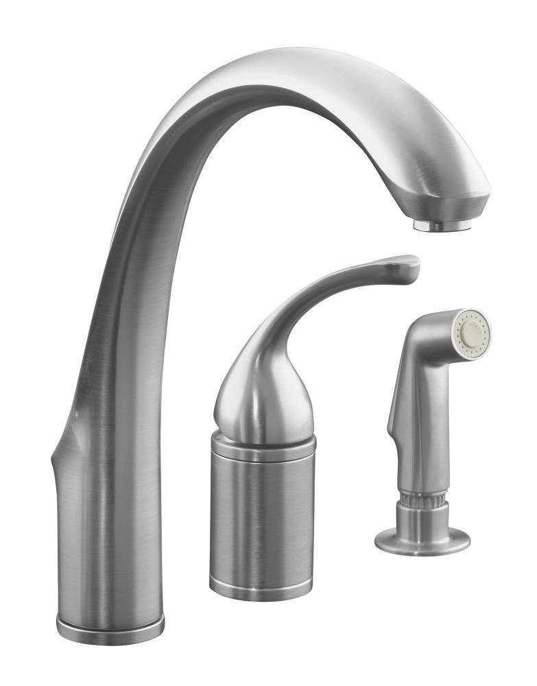 KOHLER Brushed Chrome Single Handle Kitchen Faucet with Side Spray 