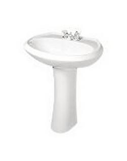 25-1/5 in. Oval Vitreous China Pedestal Bathroom Sink in White