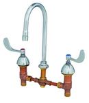 T&S Brass Polished Chrome Two Handle Wristblade Deck Mount Healthcare Faucet 