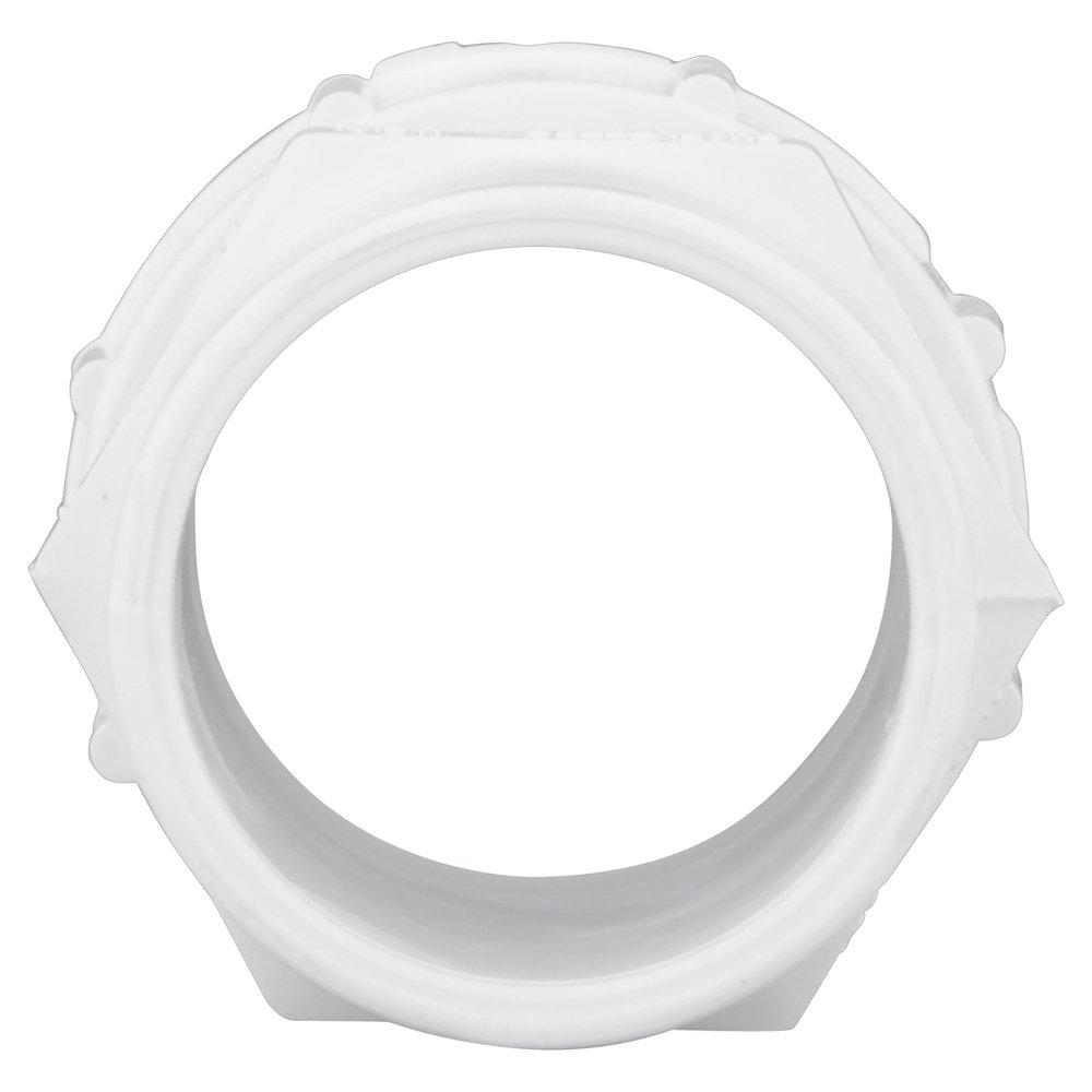White PVC DWV Male Trap Adapter with Washer & Polyethylene Nut 