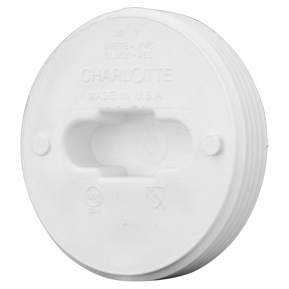 White PVC DWV Flush Cleanout Plug 
