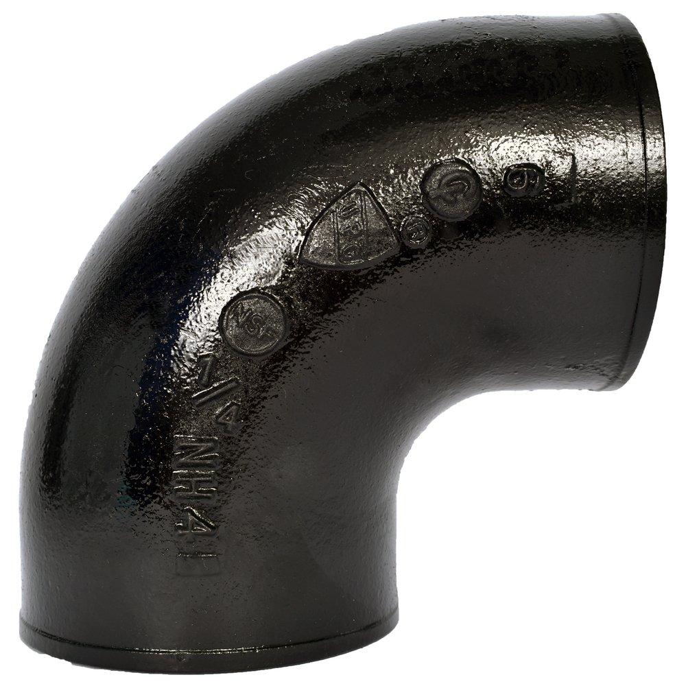 Black No Hub 90 Degree Cast Iron 1/4 Bend 