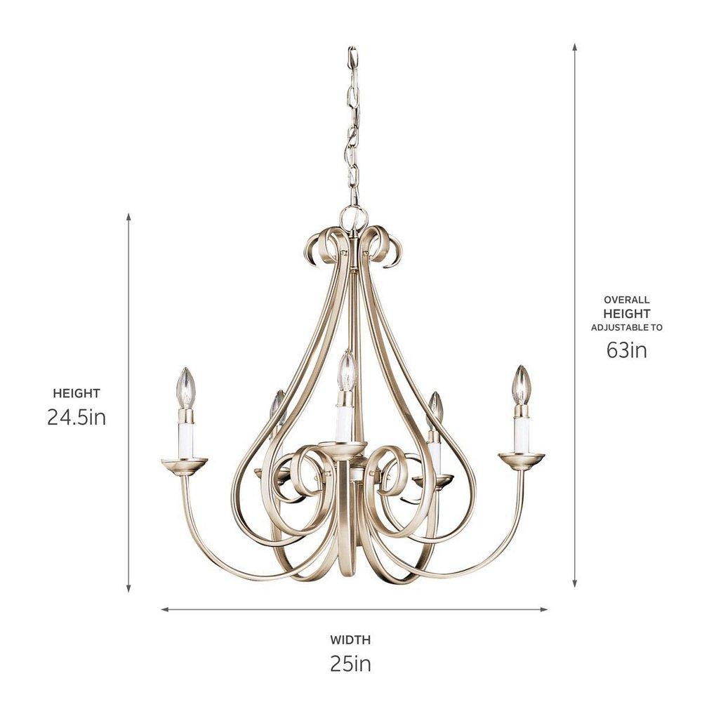 Kichler Lighting Brushed Nickel 60W 5-Light Candelabra E-12 Base Incandescent Chandelier 