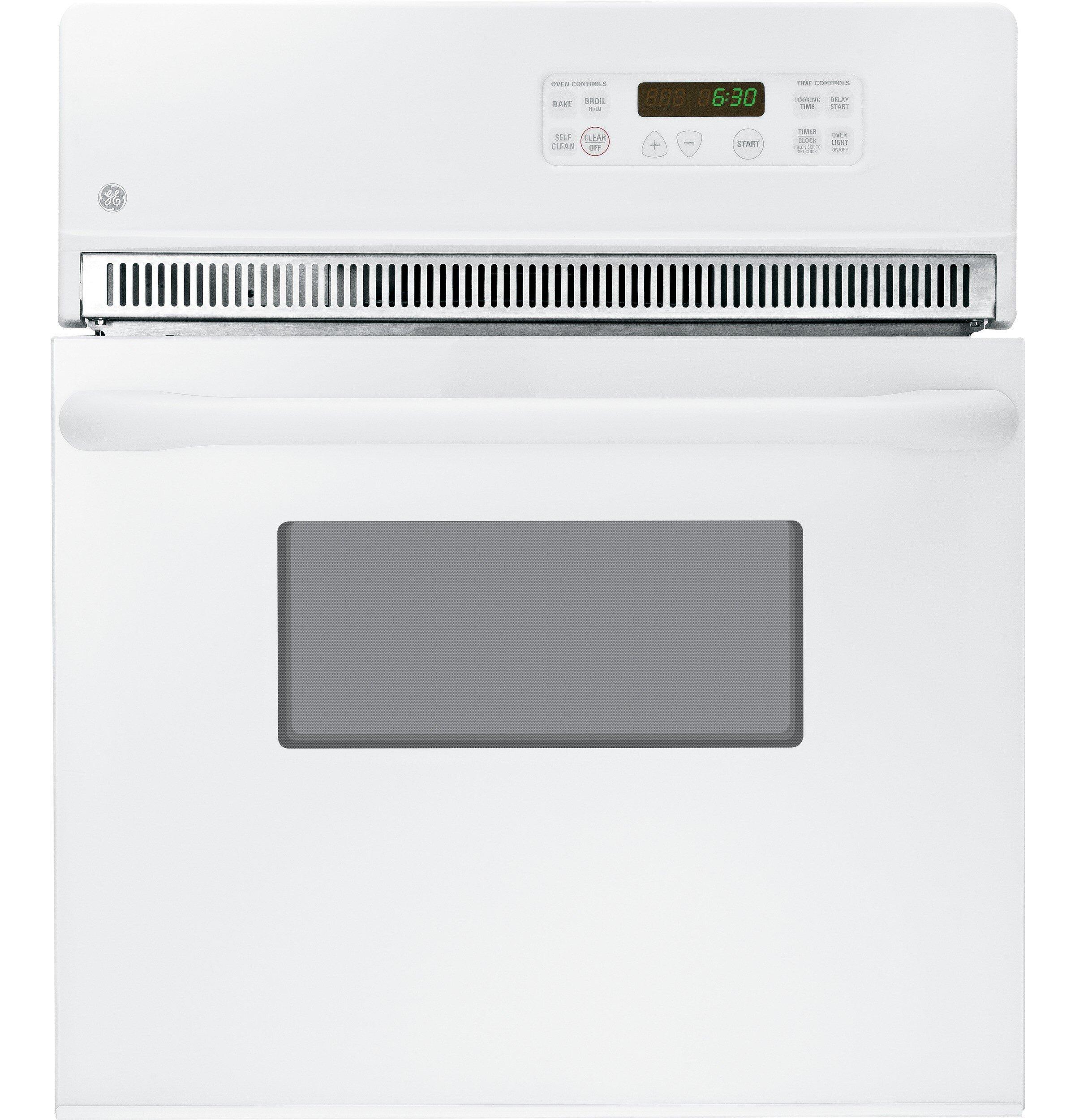 GE&reg; White 24 in. 2.7 cf Single Electric Self Cleaning Wall Oven 